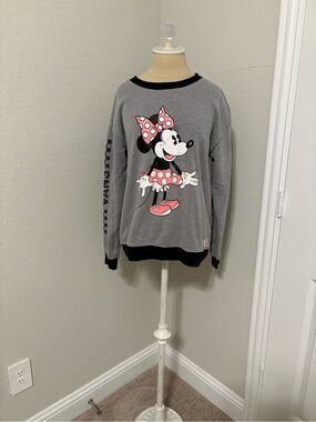 Vans Gray Crewneck Sweatshirt with Pink Minnie Graphic